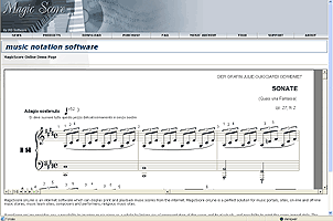 Online software for music notation display, play and print