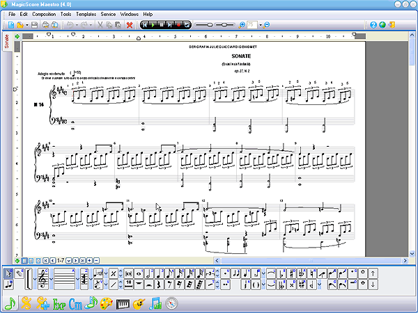 The 'Notes' palette of this music notation software is designed to make it 