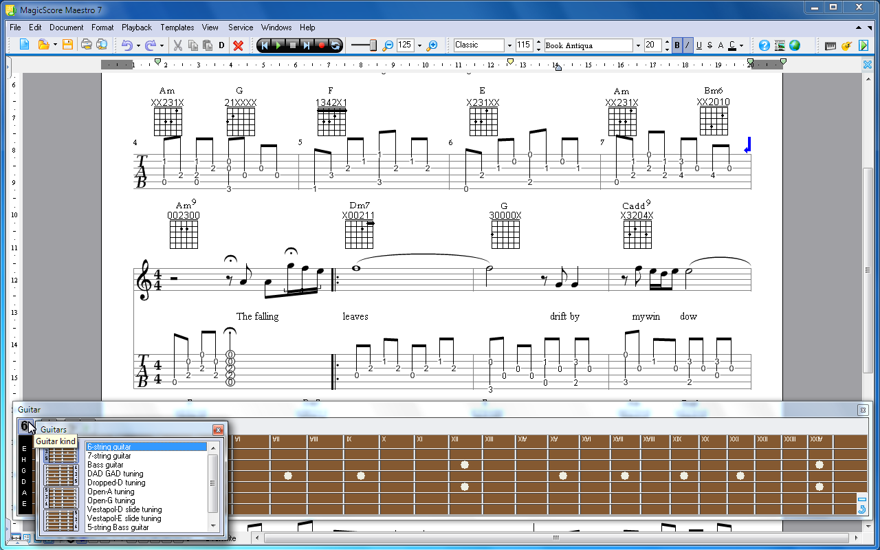 Program to write guitar tabs Program to write guitar tabs