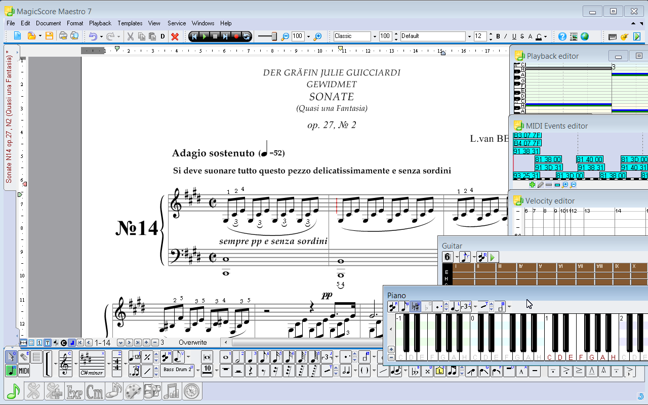 Music notation software with extended editing capabilities.