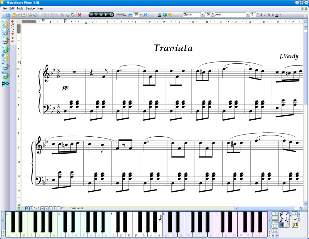 Virtual piano for computer