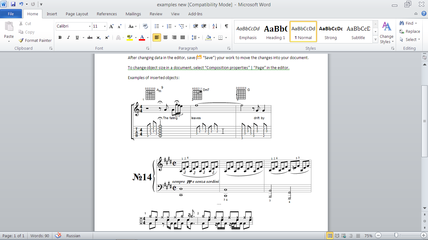 MagicScore Notation for MS Word