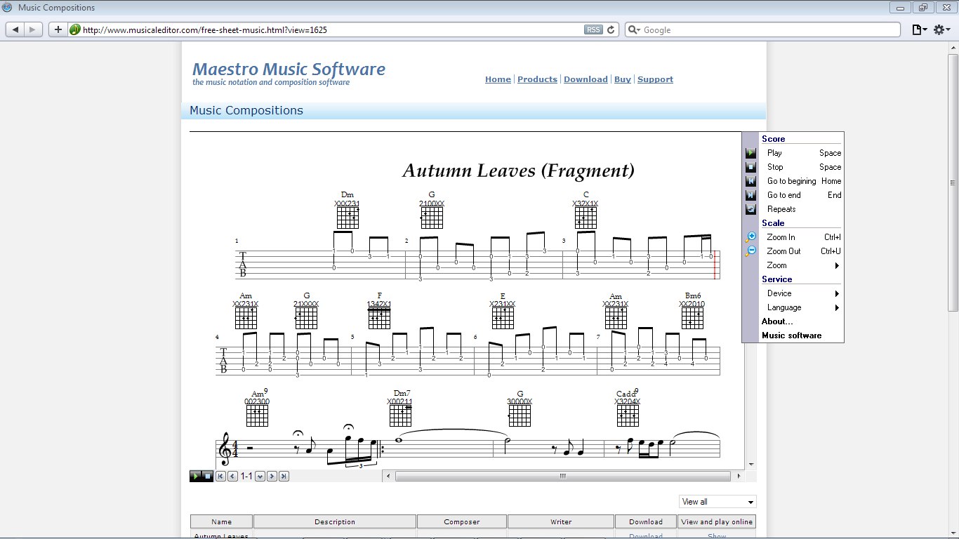 Online plug-in to view scores.